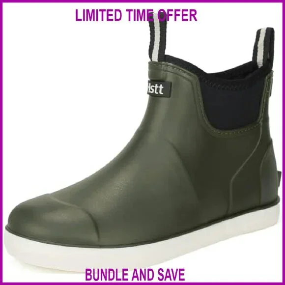 Men's Waterproof Rubber Deck Boots Non-Slip Fishing Garden Work - Picture 2 of 8